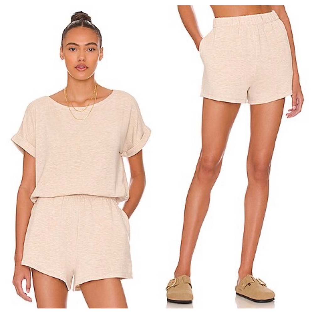 Eberjey Softest Sweats Boyfriend Short Tencel Modal Fleece in Oatmeal